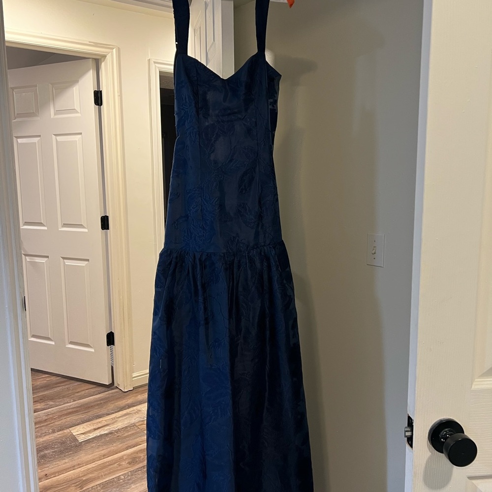 Lulu's Navy Blue Maxi Dress with flower design